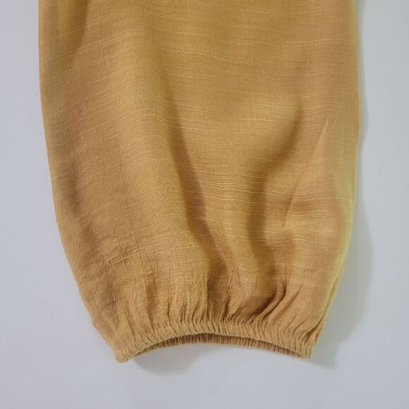 Active USA Gold Boho Tie Front Long Sleeve Peasant Blouse - Picture 12 of 16